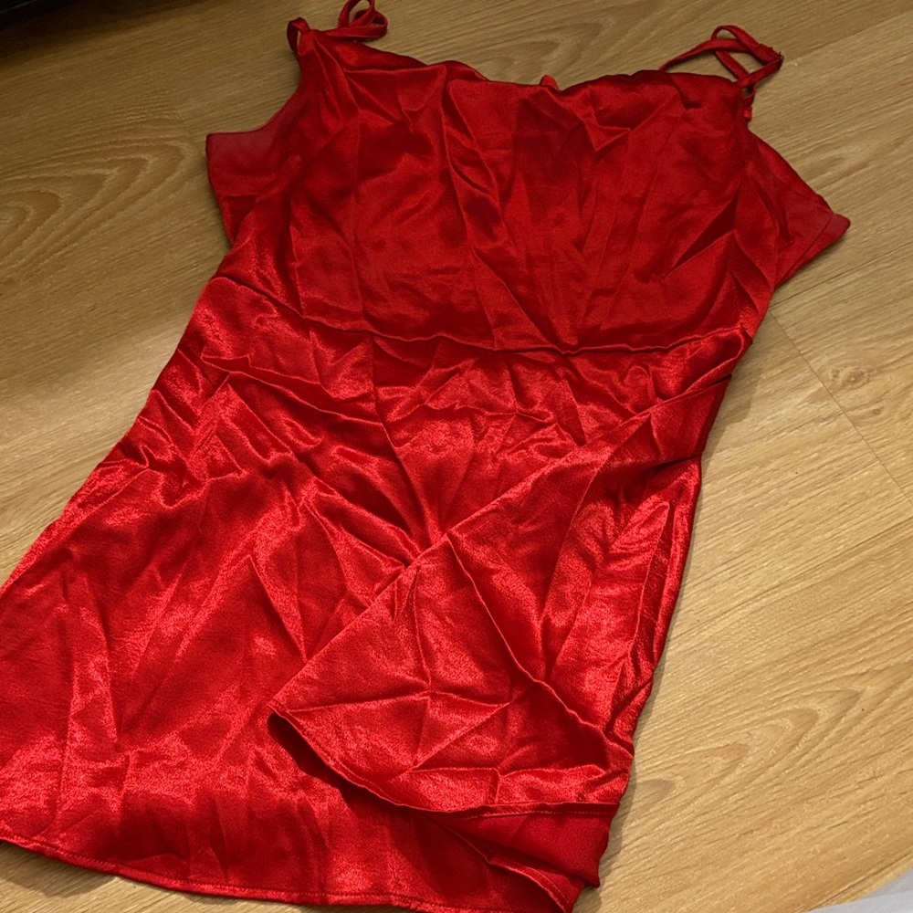 Red Satin Slip Dress